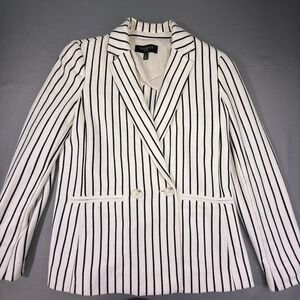 Talbots‎ OP White Black Striped Cotton Knit Jacket Long Sleeve Buttons